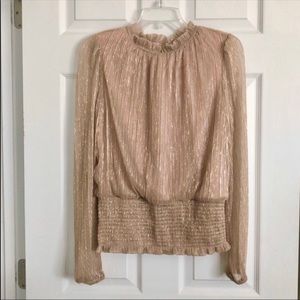 Josie Smock Waist Long Sleeve Blouse NWOT